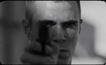 Movie still from “C.Tangana - Caballo Ganador” (2017), directed by Diana Kunst – Extreme Close Up shot, Low angle