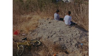 Movie still from “No World - Living Inc.” (2017), directed by Young Replicant – Wide shot, High angle