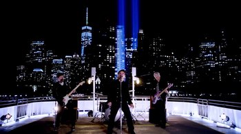 Movie still from “U2 - You’re The Best Thing About Me” (2017), directed by Jonas Åkerlund – Wide shot, Low angle