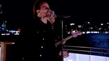 Movie still from “U2 - You’re The Best Thing About Me” (2017), directed by Jonas Åkerlund – Medium shot, Low angle