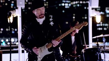 Movie still from “U2 - You’re The Best Thing About Me” (2017), directed by Jonas Åkerlund – Medium shot, Low angle