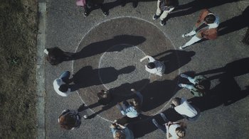 Movie still from “Bicep - Aura” (2017), directed by Matilda Finn – Extreme Wide shot, Overhead angle