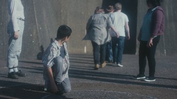 Movie still from “Bicep - Aura” (2017), directed by Matilda Finn – Wide shot, Over the shoulder angle