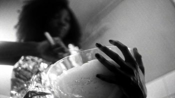 Movie still from “Danny Brown - Lost” (2017), directed by Matilda Finn – Extreme Close Up shot, Low angle