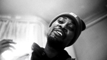 Movie still from “Danny Brown - Lost” (2017), directed by Matilda Finn – Extreme Close Up shot, Low angle