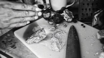 Movie still from “Danny Brown - Lost” (2017), directed by Matilda Finn – Extreme Close Up shot, High angle