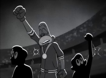 Movie still from “JAY-Z - The Story of O.J.” (2017), directed by Mark Romanek – Medium shot, Low angle