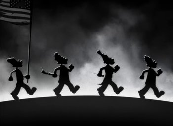 Movie still from “JAY-Z - The Story of O.J.” (2017), directed by Mark Romanek – Wide shot, Low angle