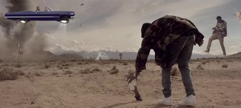 Movie still from “Mike WiLL Made-It - Perfect Pint” (2017), directed by Nabil Elderkin – Wide shot, Low angle