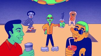 Movie still from “Mr Jukes - Grant Green” (2017), directed by Parallel Teeth – Medium shot, Overhead angle