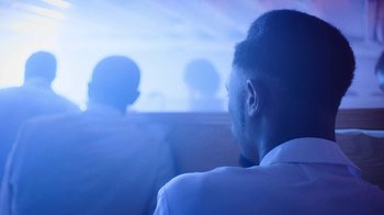 Movie still from “Obongjayar - Endless” (2017), directed by Matilda Finn – Close Up shot, Over the shoulder angle