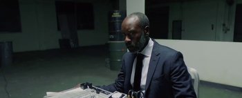 Movie still from “Kendrick Lamar - DNA.” (2017), directed by Nabil Elderkin – Close Up shot, Low angle