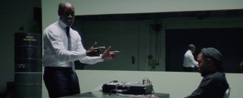 Movie still from “Kendrick Lamar - DNA.” (2017), directed by Nabil Elderkin – Medium shot, Low angle