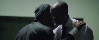 Movie still from “Kendrick Lamar - DNA.” (2017), directed by Nabil Elderkin – Close Up shot, Over the shoulder angle