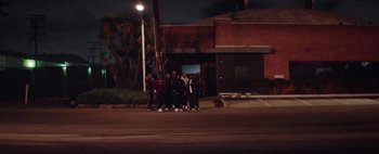 Movie still from “Kendrick Lamar - DNA.” (2017), directed by Nabil Elderkin – Extreme Wide shot, Low angle