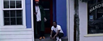 Movie still from “Kendrick Lamar - DNA.” (2017), directed by Nabil Elderkin – Medium shot, Low angle