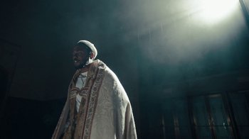 Movie still from “Kendrick Lamar - HUMBLE.” (2017), directed by Dave Meyers – Medium shot, Low angle