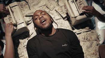 Movie still from “Kendrick Lamar - HUMBLE.” (2017), directed by Dave Meyers – Close Up shot, Low angle