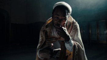 Movie still from “Kendrick Lamar - HUMBLE.” (2017), directed by Dave Meyers – Close Up shot, Low angle