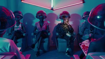 Movie still from “Kendrick Lamar - HUMBLE.” (2017), directed by Dave Meyers – Wide shot, High angle