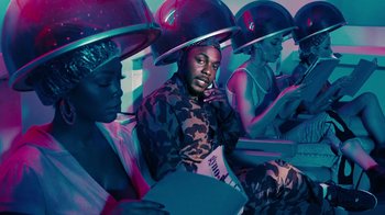 Movie still from “Kendrick Lamar - HUMBLE.” (2017), directed by Dave Meyers – Medium shot, High angle
