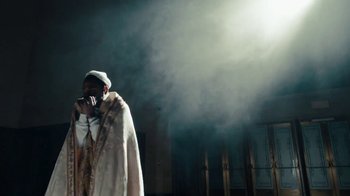 Movie still from “Kendrick Lamar - HUMBLE.” (2017), directed by Dave Meyers – Medium shot, Low angle