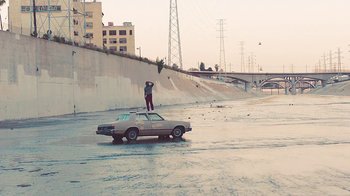 Movie still from “Kendrick Lamar - HUMBLE.” (2017), directed by Dave Meyers – Extreme Wide shot, High angle