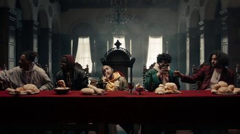 Movie still from “Kendrick Lamar - HUMBLE.” (2017), directed by Dave Meyers – Wide shot, Low angle