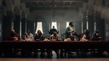 Movie still from “Kendrick Lamar - HUMBLE.” (2017), directed by Dave Meyers – Wide shot, Low angle