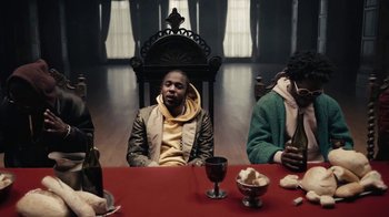 Movie still from “Kendrick Lamar - HUMBLE.” (2017), directed by Dave Meyers – Medium shot, Low angle