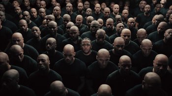 Movie still from “Kendrick Lamar - HUMBLE.” (2017), directed by Dave Meyers – Wide shot, High angle