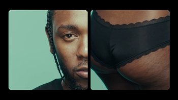Movie still from “Kendrick Lamar - HUMBLE.” (2017), directed by Dave Meyers – Extreme Close Up shot, Low angle