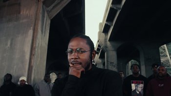 Movie still from “Kendrick Lamar - HUMBLE.” (2017), directed by Dave Meyers – Close Up shot, Over the shoulder angle