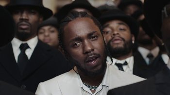 Movie still from “Kendrick Lamar - HUMBLE.” (2017), directed by Dave Meyers – Close Up shot, Low angle
