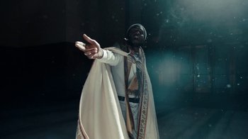 Movie still from “Kendrick Lamar - HUMBLE.” (2017), directed by Dave Meyers – Medium shot, Low angle