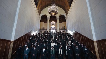 Movie still from “Kendrick Lamar - HUMBLE.” (2017), directed by Dave Meyers – Extreme Wide shot, High angle