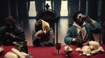 Movie still from “Kendrick Lamar - HUMBLE.” (2017), directed by Dave Meyers – Medium shot, Low angle