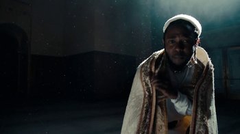Movie still from “Kendrick Lamar - HUMBLE.” (2017), directed by Dave Meyers – Close Up shot, Low angle