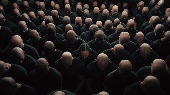 Movie still from “Kendrick Lamar - HUMBLE.” (2017), directed by Dave Meyers – Wide shot, High angle