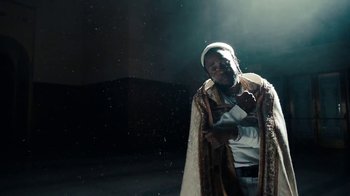 Movie still from “Kendrick Lamar - HUMBLE.” (2017), directed by Dave Meyers – Medium shot, Low angle
