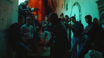 Movie still from “The Blaze - Territory” (2017), directed by The Blaze – Wide shot, Over the shoulder angle