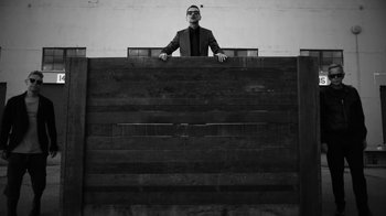 Movie still from “Depeche Mode - Where’s the Revolution” (2017), directed by Anton Corbijn – Wide shot, Low angle