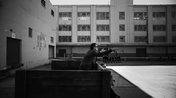 Movie still from “Depeche Mode - Where’s the Revolution” (2017), directed by Anton Corbijn – Wide shot, Over the shoulder angle