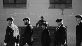 Movie still from “Depeche Mode - Where’s the Revolution” (2017), directed by Anton Corbijn – Medium shot, Low angle