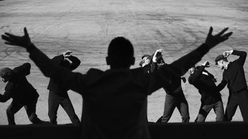 Movie still from “Depeche Mode - Where’s the Revolution” (2017), directed by Anton Corbijn – Wide shot, Low angle