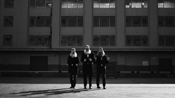 Movie still from “Depeche Mode - Where’s the Revolution” (2017), directed by Anton Corbijn – Wide shot, Low angle