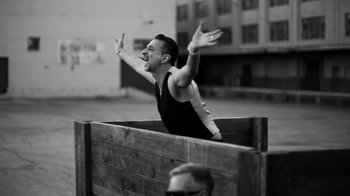 Movie still from “Depeche Mode - Where’s the Revolution” (2017), directed by Anton Corbijn – Medium shot, Low angle