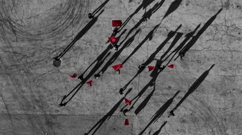 Movie still from “Depeche Mode - Where’s the Revolution” (2017), directed by Anton Corbijn – Extreme Wide shot, Overhead angle