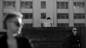 Movie still from “Depeche Mode - Where’s the Revolution” (2017), directed by Anton Corbijn – Wide shot, Low angle