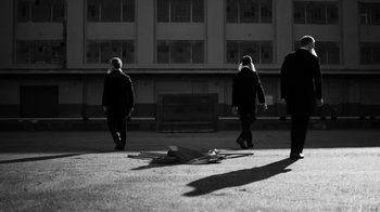 Movie still from “Depeche Mode - Where’s the Revolution” (2017), directed by Anton Corbijn – Wide shot, Low angle